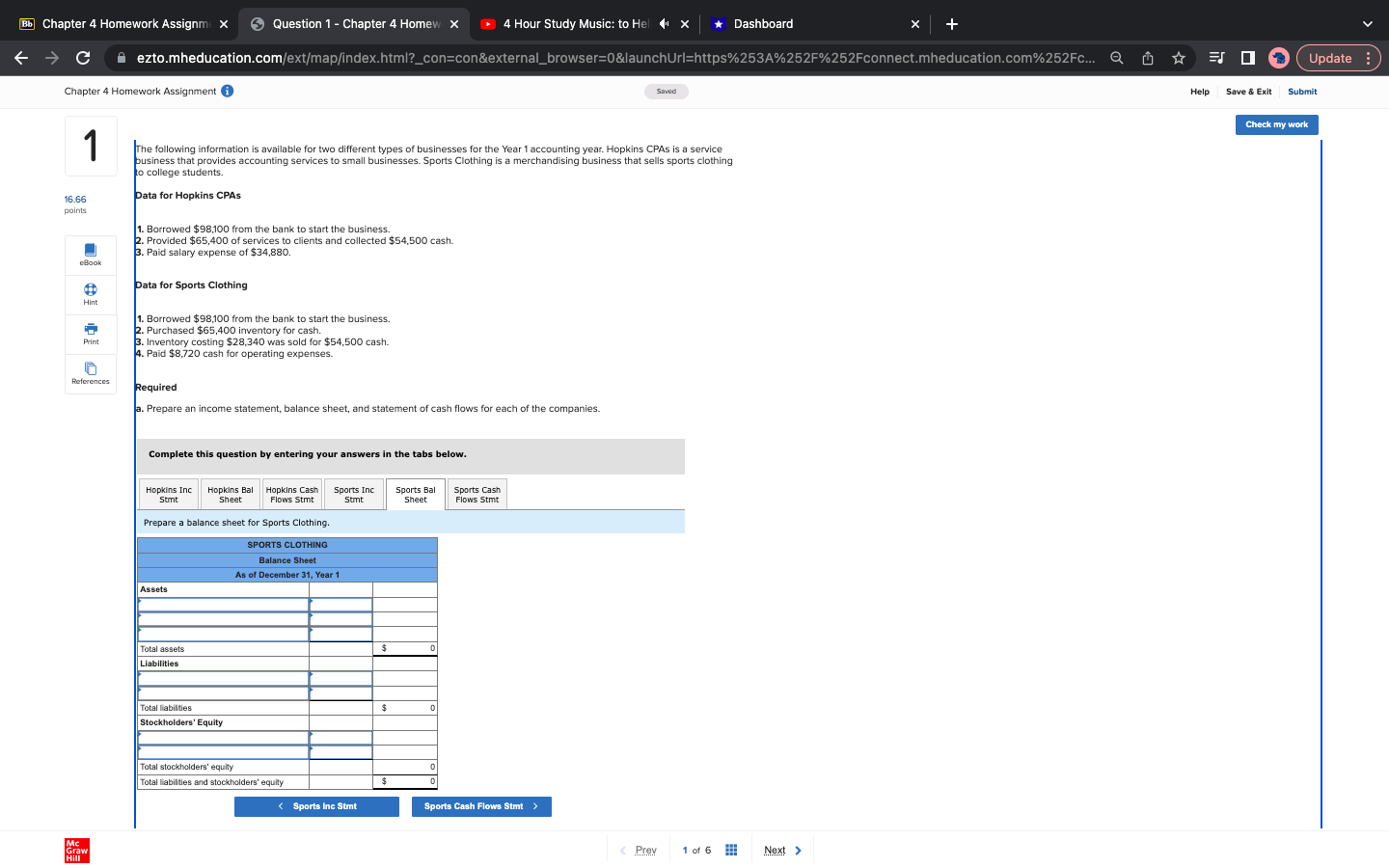 of businesses for the Year 1 accounting year. Hopkins CPAs is a