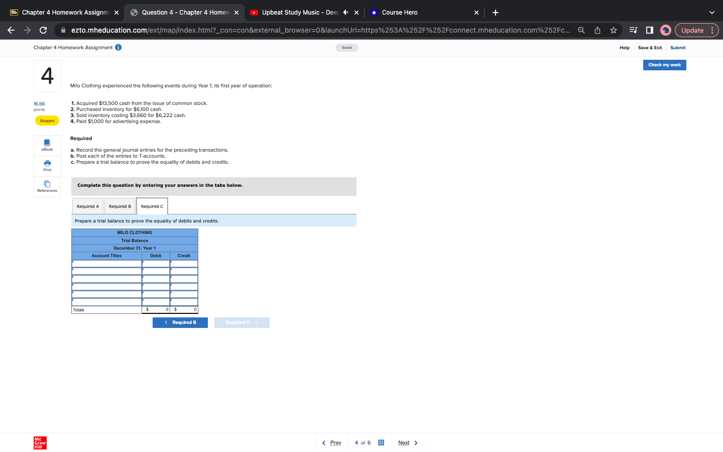 Chapter 4 Homework Assignment @ Saved Help Save & Exit Submit Check