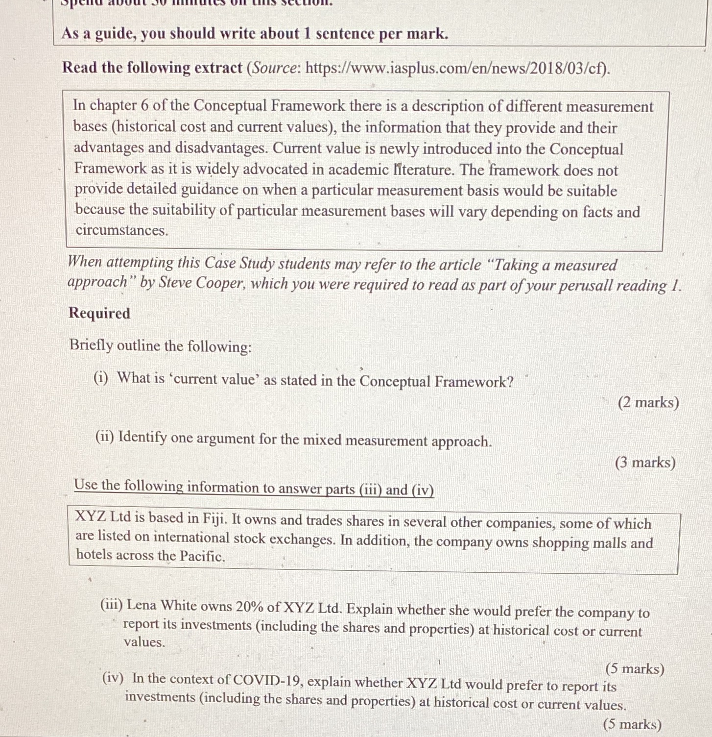  As a guide, you should write about 1 sentence per mark.