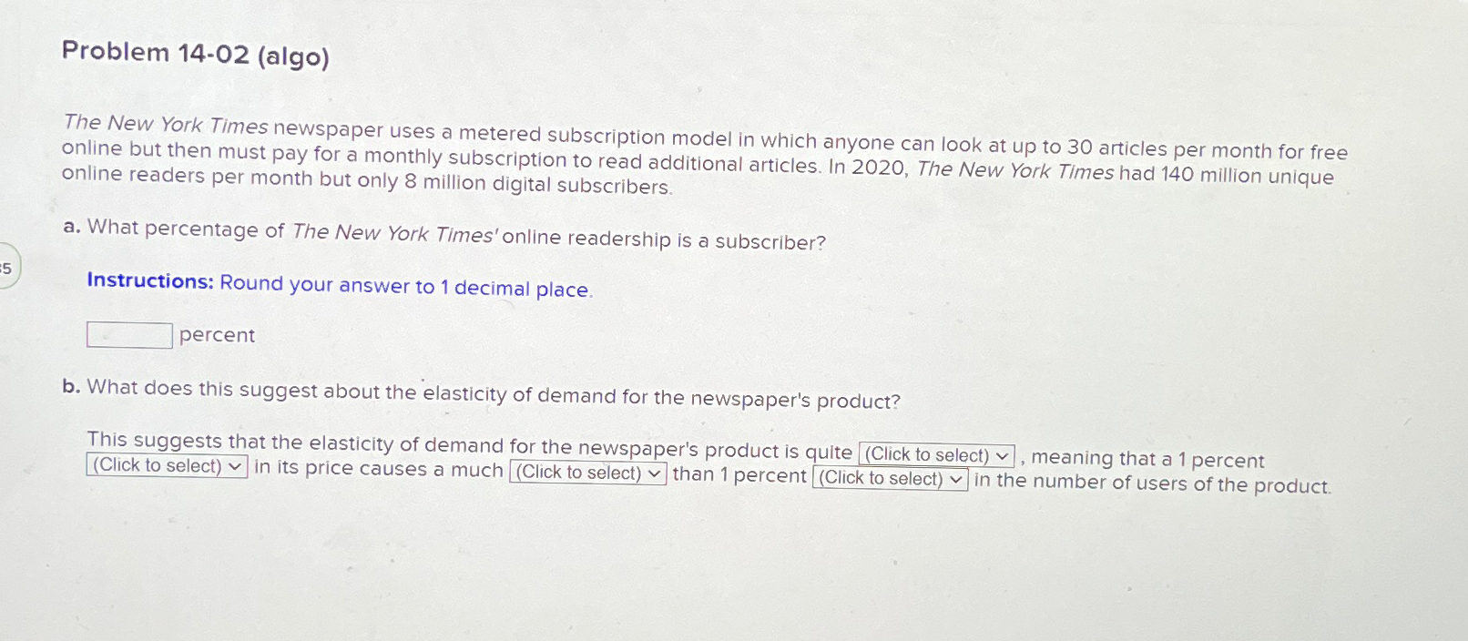  Problem 14.02(algo) The New York Times newspaper uses a metered subscription