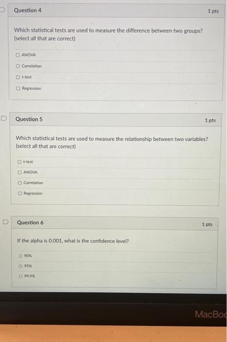  Which statistical tests are used to measure the difference between two