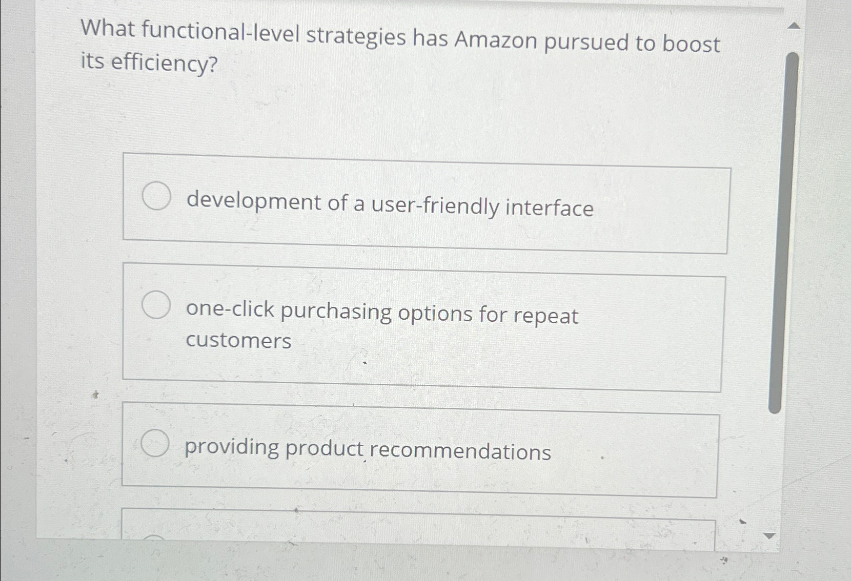  What functional-level strategies has Amazon pursued to boost its efficiency? development