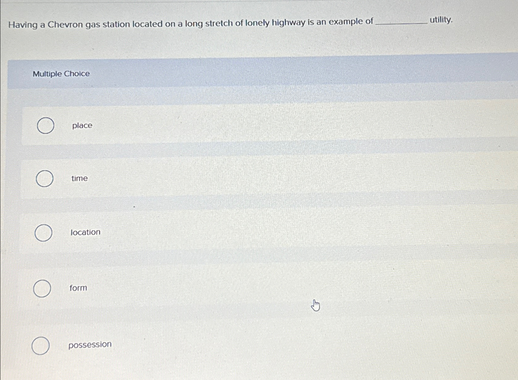  Having a Chevron gas station located on a long stretch of