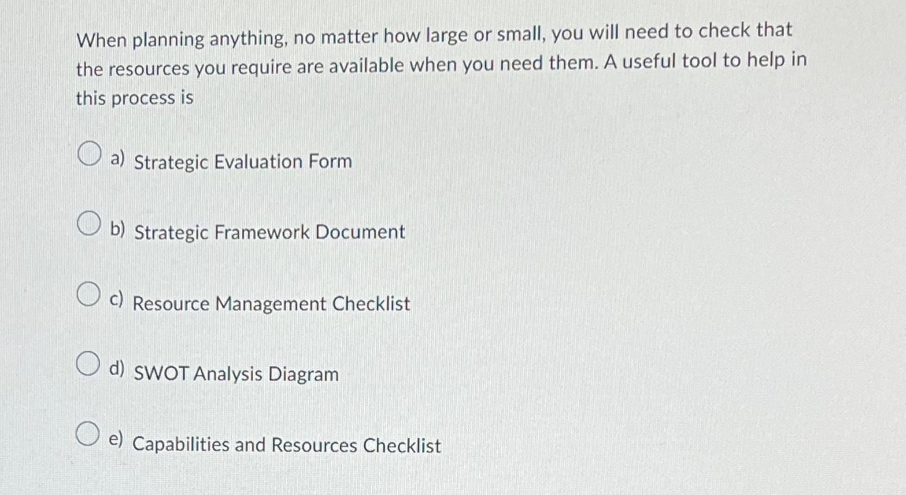  When planning anything, no matter how large or small, you will