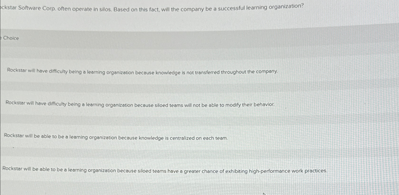  ckstar Software Corp. often operate in silos. Based on this fact,