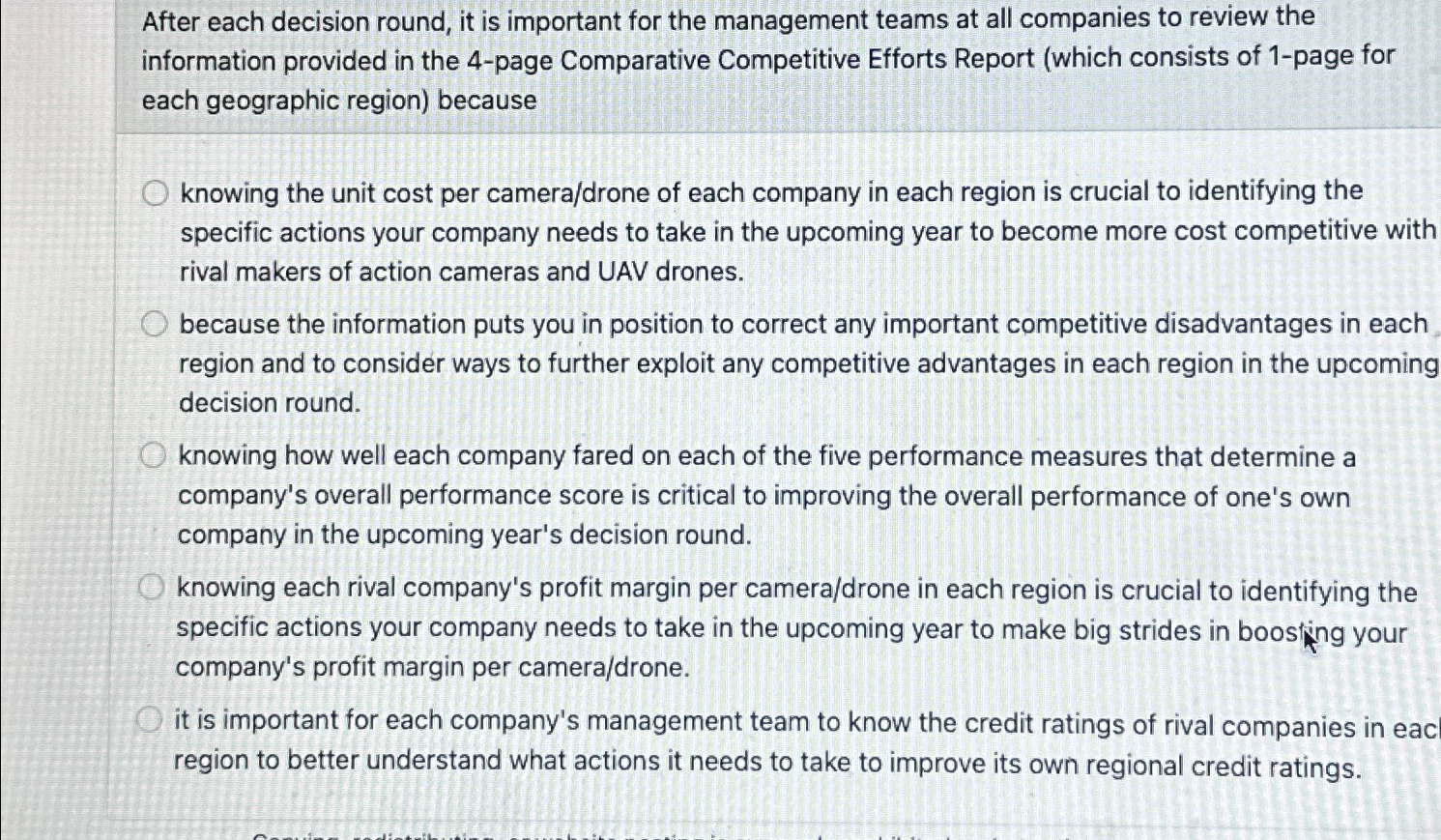  After each decision round, it is important for the management teams