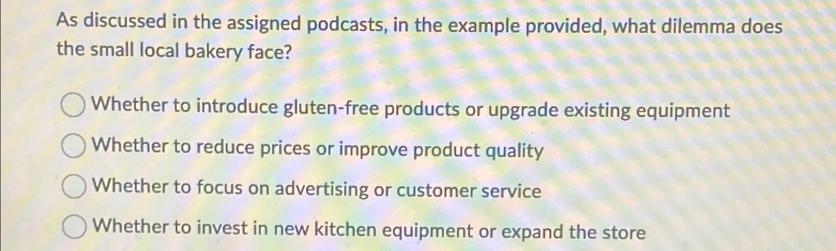  As discussed in the assigned podcasts, in the example provided, what