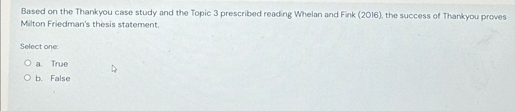 Based on the Thankyou case study and the Topic 3 prescribed