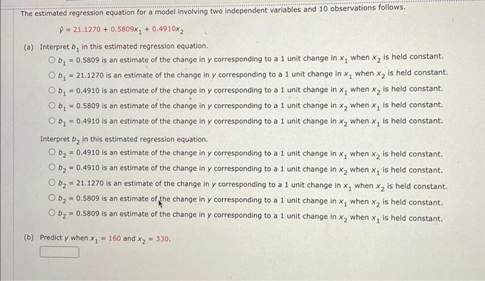 y to x1. (Round your numerical values to one decimal place.) y^=