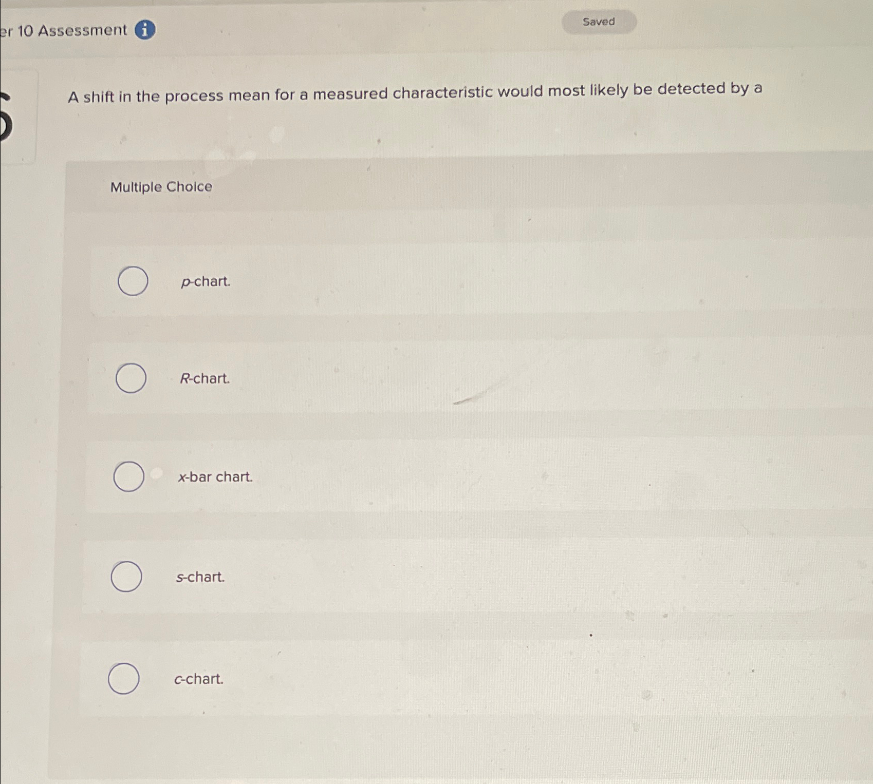  er 10 Assessment A shift in the process mean for a