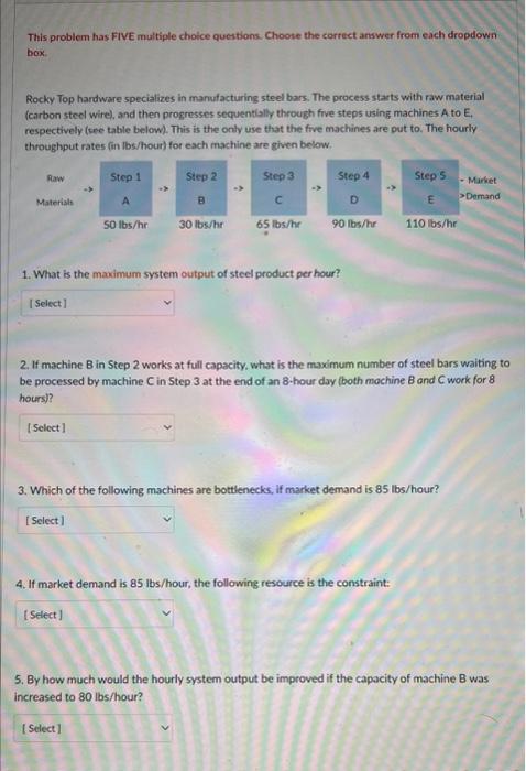  This problem has FIVE multiple choice questions. Choose the correct answer