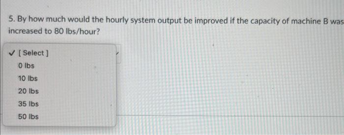 to. The hourly throughput rates (in lbs/hour) for each machine are siven