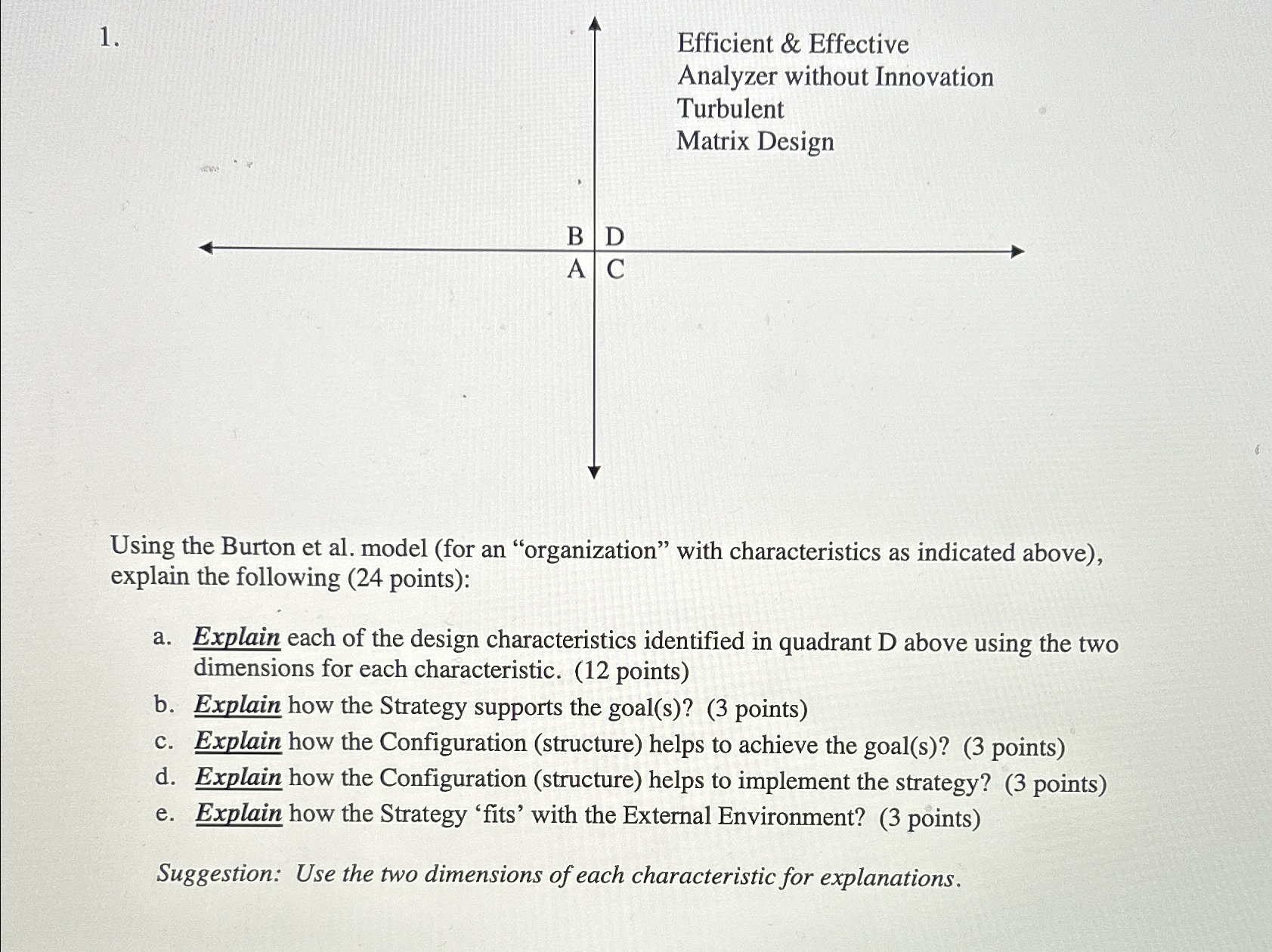  Using the Burton et al. model (for an "organization" with characteristics