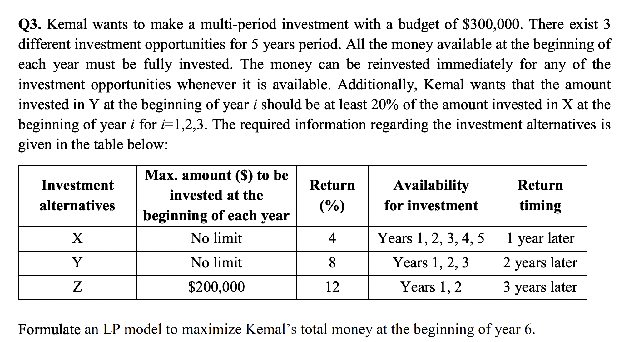 this is a management science question, can you please explain your objective