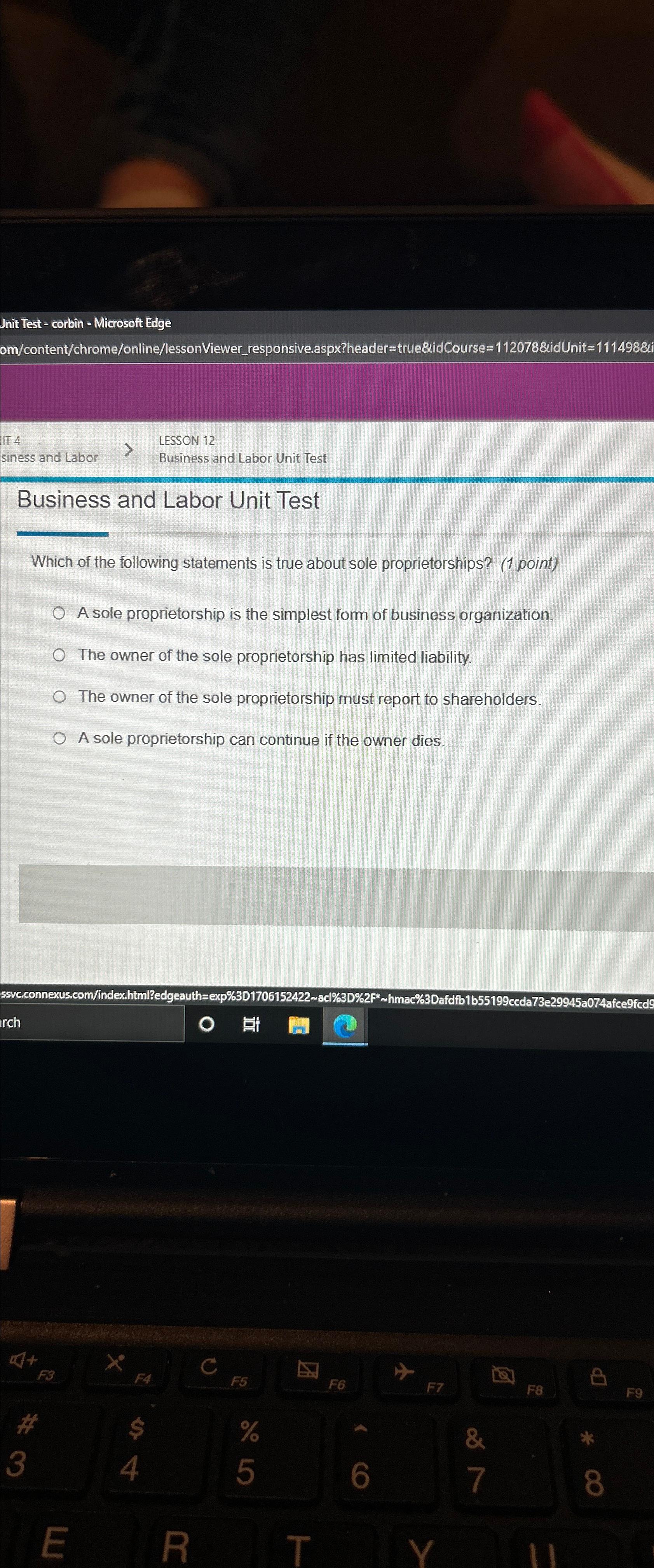  Jnit Test - corbin - Microsoft Edge om/content/chrome/online/lessonViewer_responsiveaspx?header =true&idCourse=112078&idUnit=1114988i IT 4