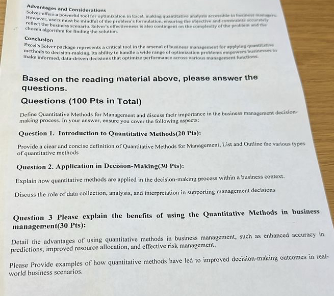  Advantages and Considerations Solver offers a powerful tool for optimization in