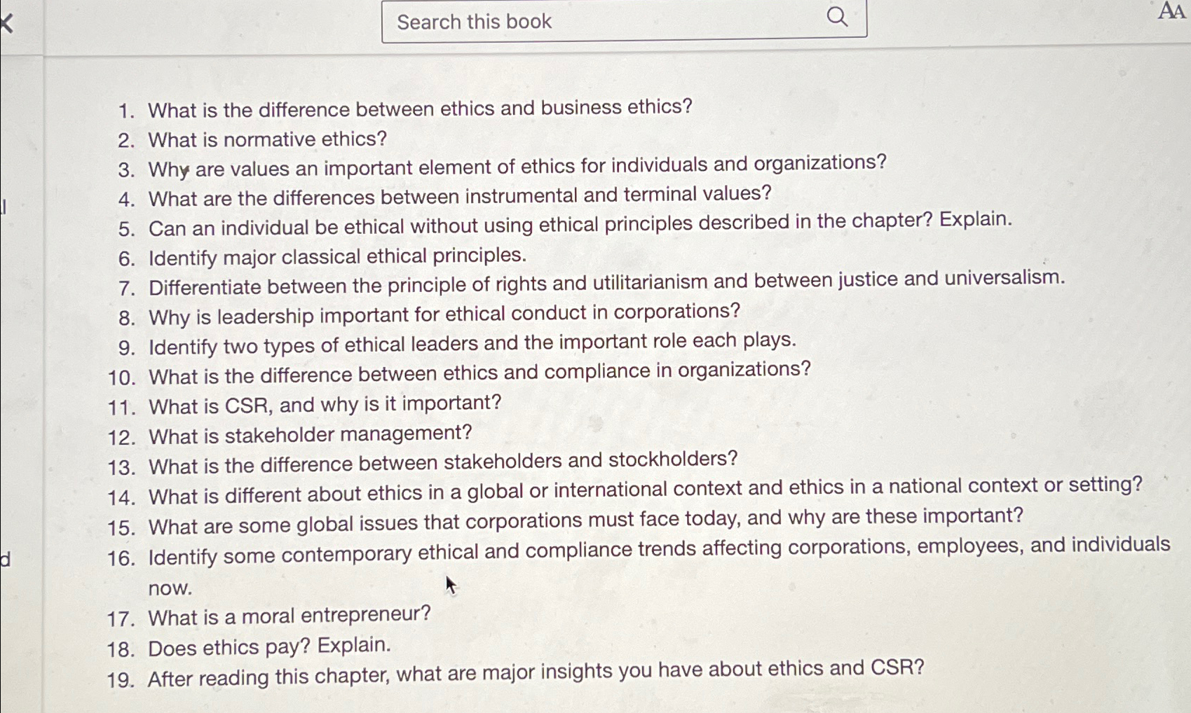  Search this book What is the difference between ethics and business