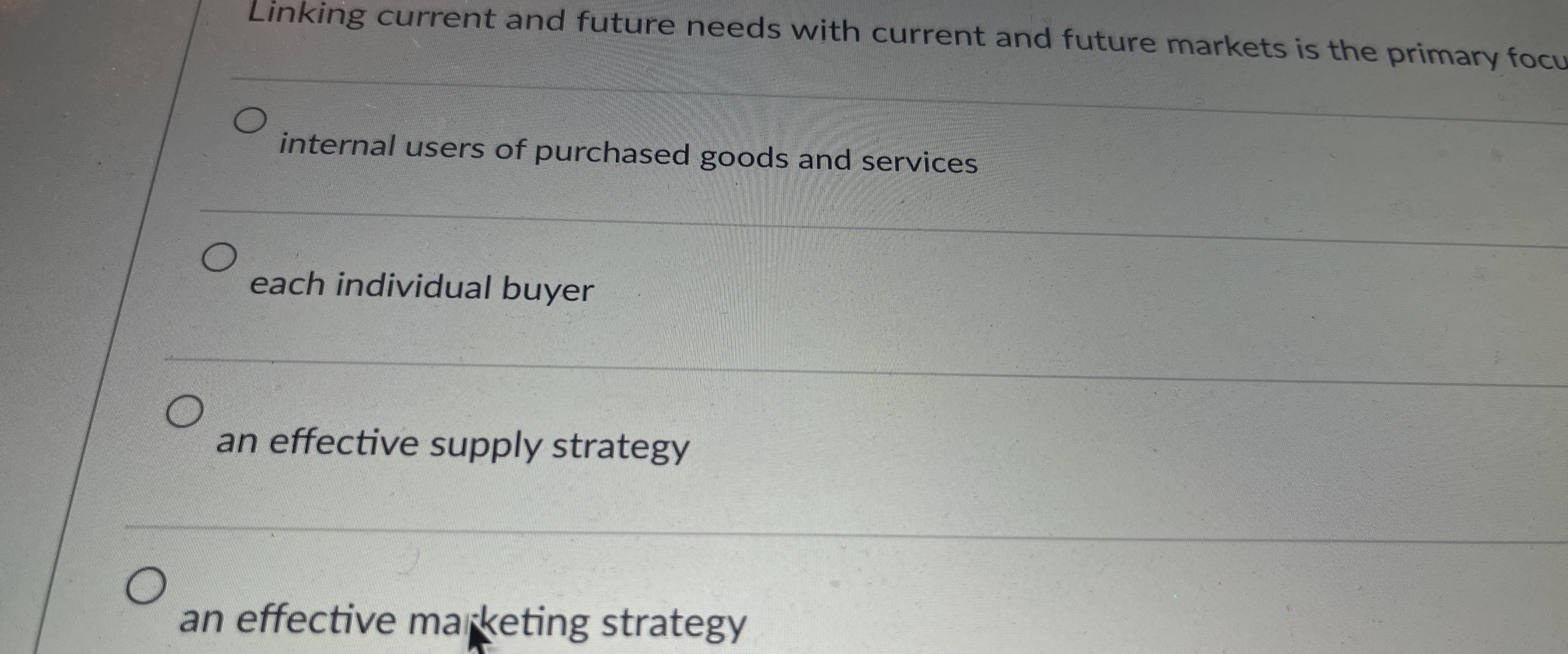  Linking current and future needs with current and future markets is