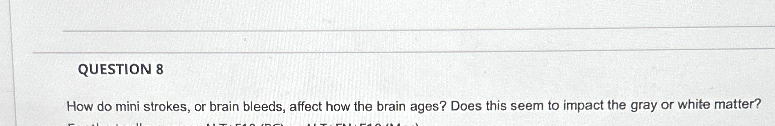  QUESTION 8 How do mini strokes, or brain bleeds, affect how