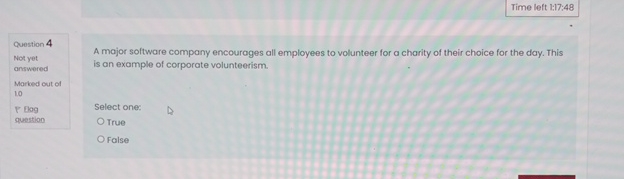  Time left 1:17:48 Question 4 Not yet answered Marked out of