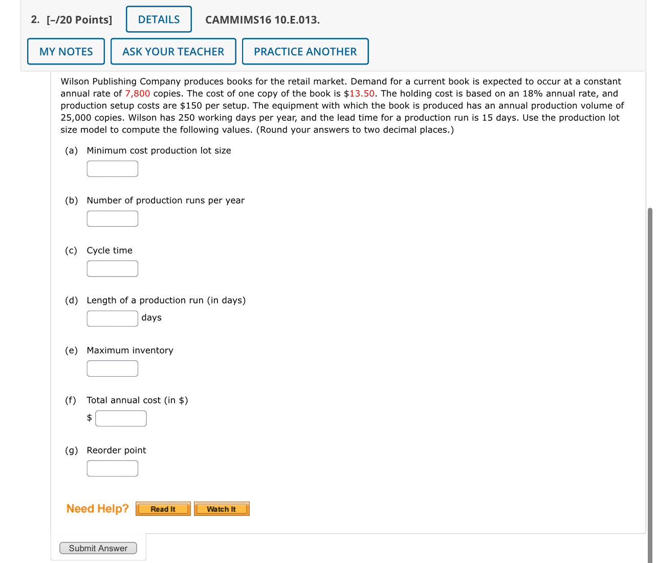  Points] CAMMIMS1610.E.013. Wilson Publishing Company produces books for the retail market.