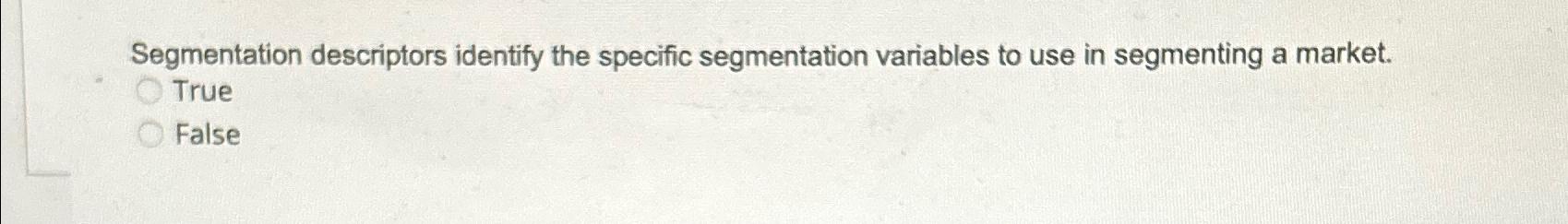  Segmentation descriptors identify the specific segmentation variables to use in segmenting