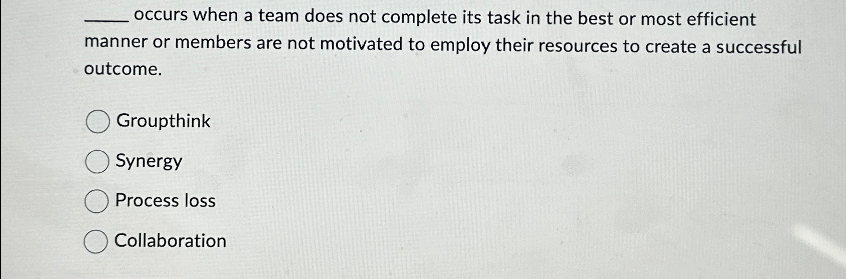  occurs when a team does not complete its task in the