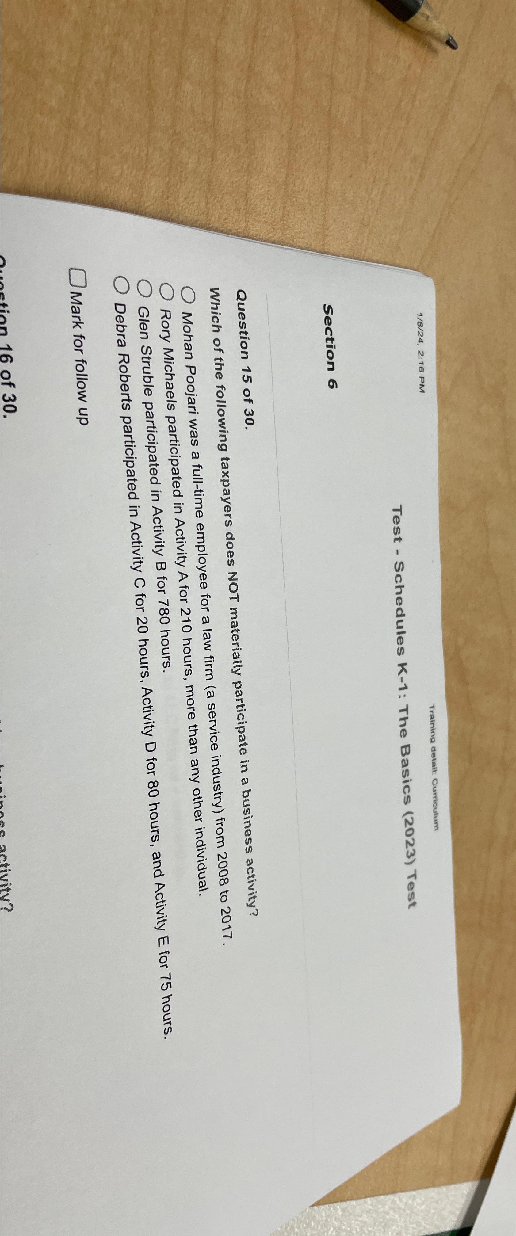  18?24,2:16 PM Training detail: Gurriculum Test - Schedules K-1: The Basics