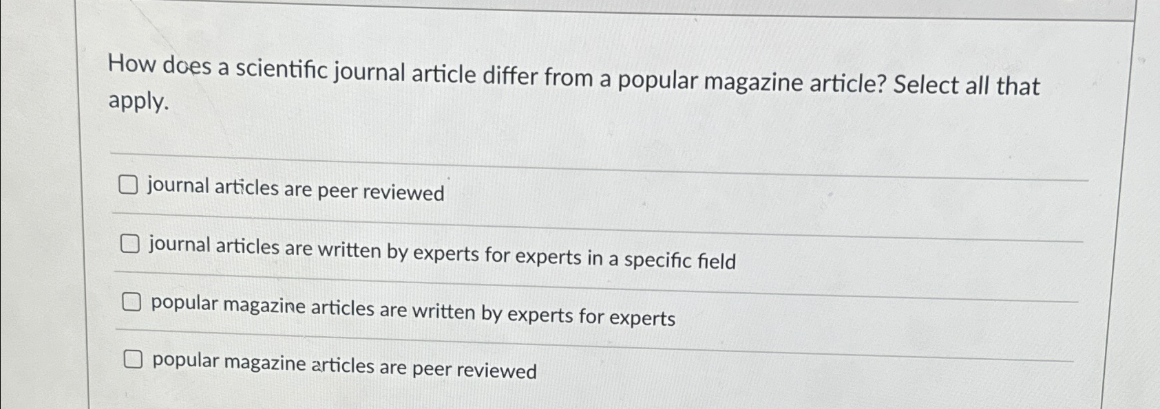  How does a scientific journal article differ from a popular magazine