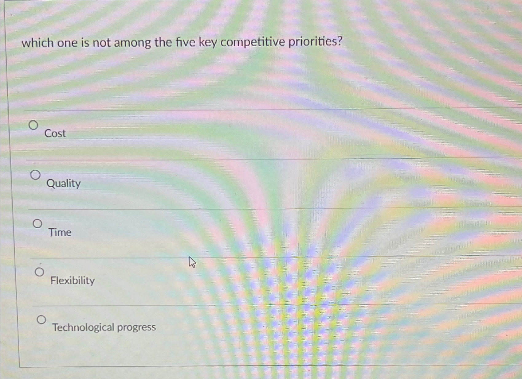  which one is not among the five key competitive priorities? Cost