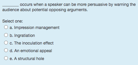  occurs when a speaker can be more persuasive by warning the