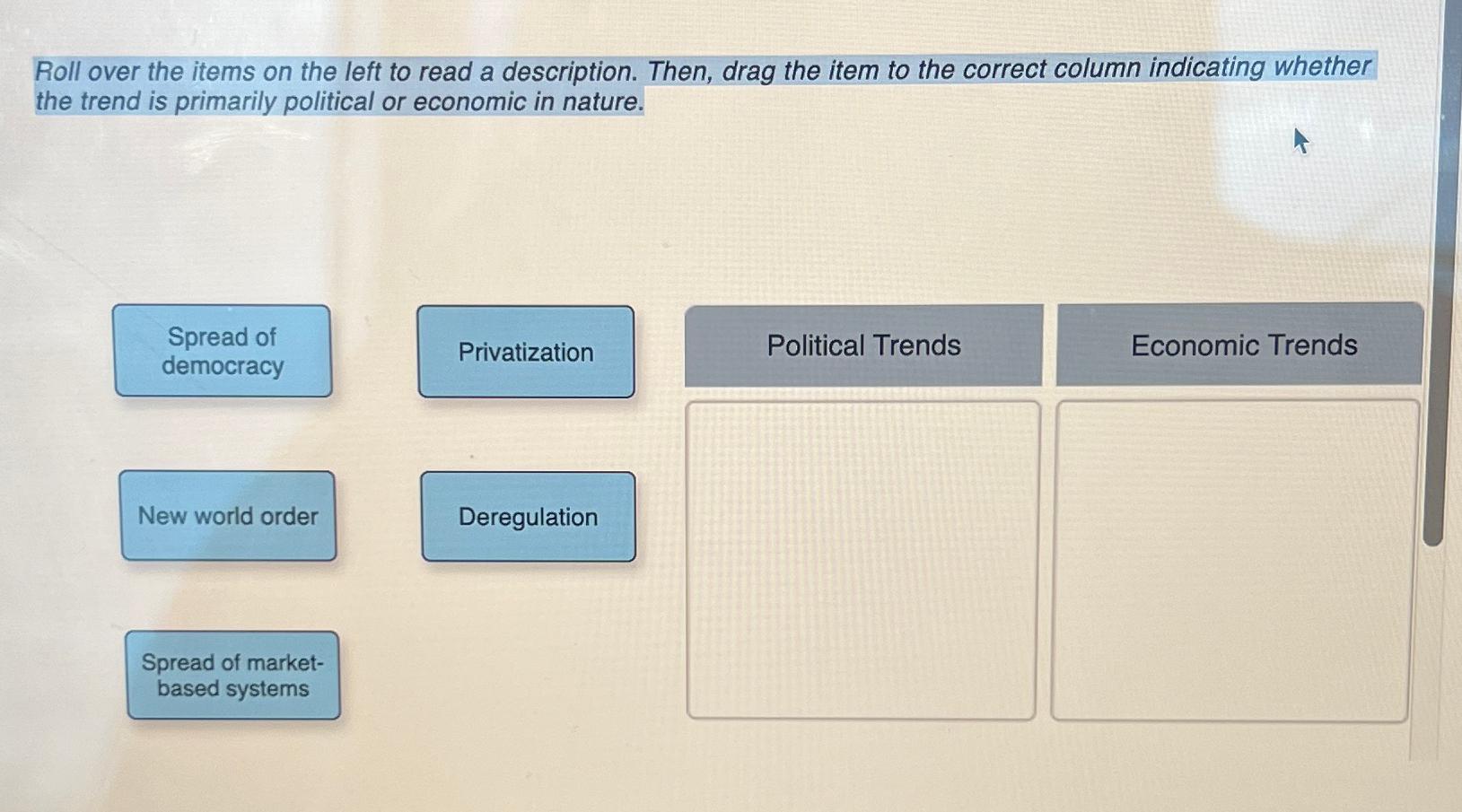  Roll over the items on the left to read a description.