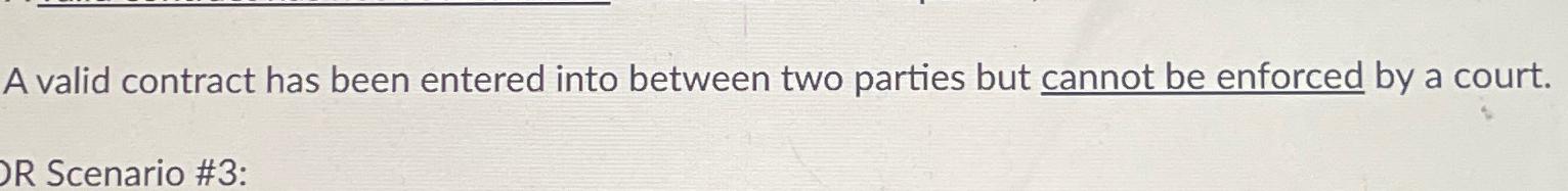  A valid contract has been entered into between two parties but