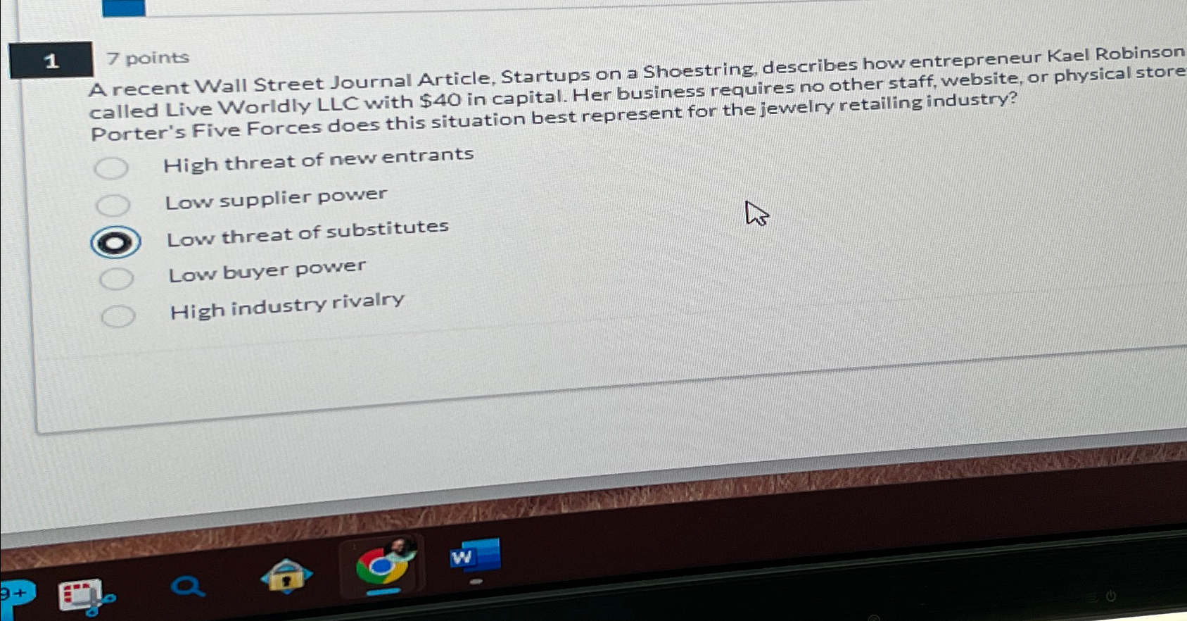  17 points A recent Wall Street Journal Article, Startups on a