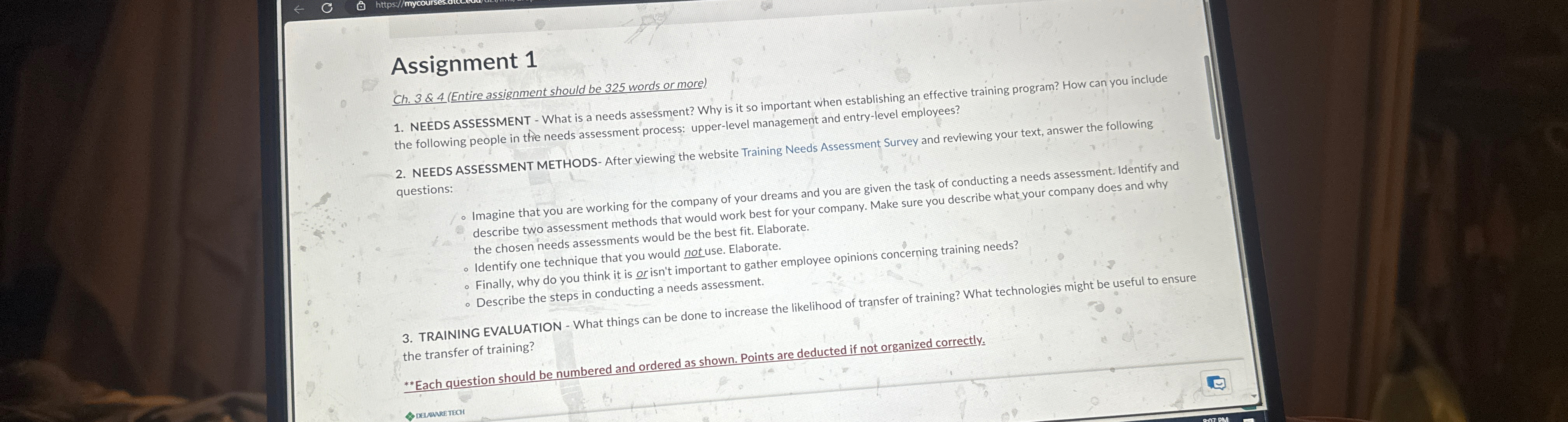  Assignment 1 Ch.3 & 4(Entire assignment should be 325 words or