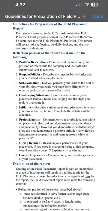  it is report for place ment for office adminstration position at