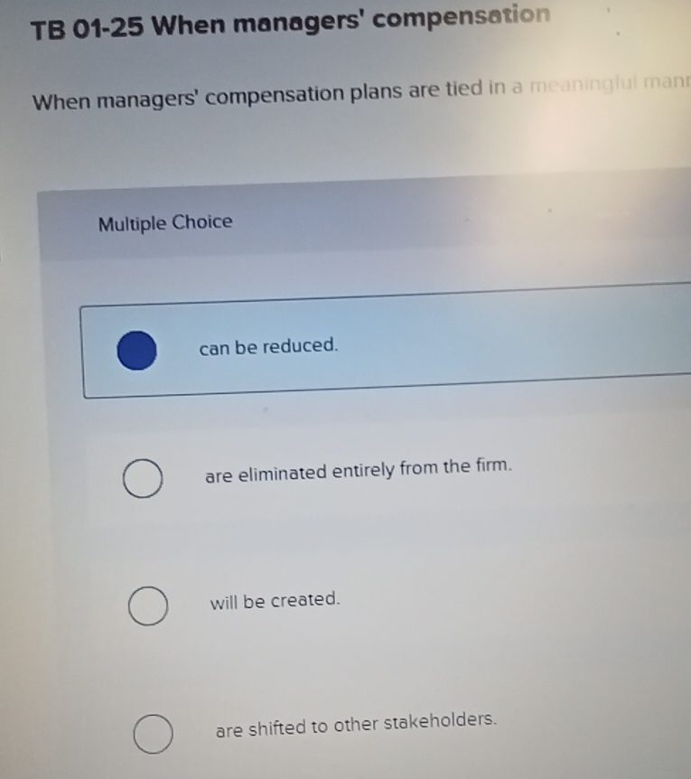  TB 01-25 When managers' compensation When managers' compensation plans are tied