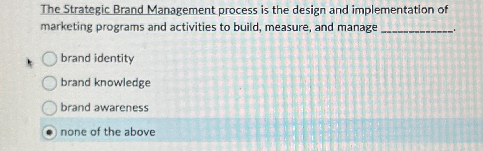  The Strategic Brand Management process is the design and implementation of
