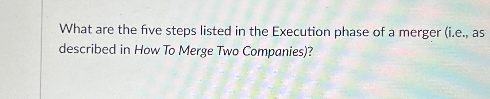  What are the five steps listed in the Execution phase of