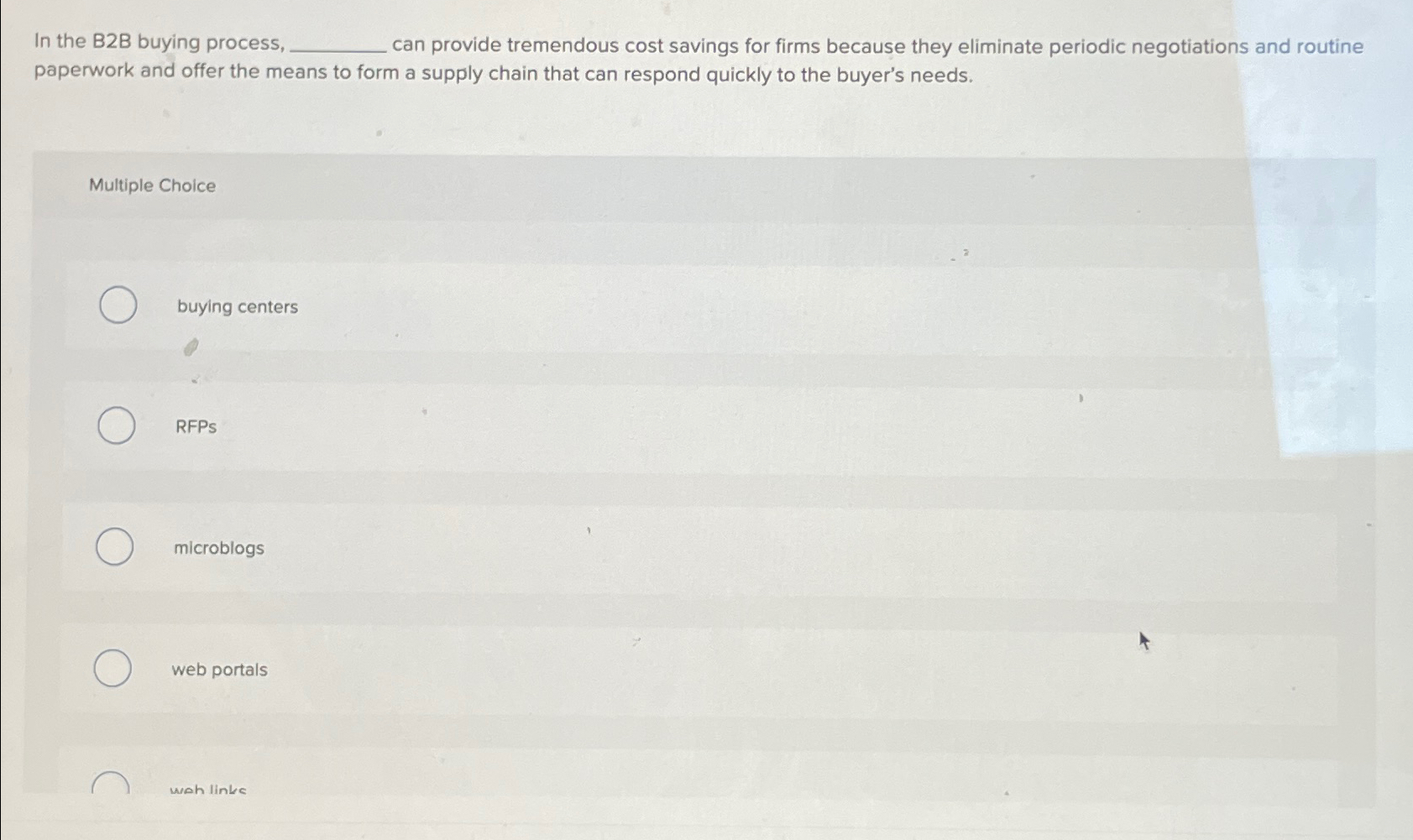  In the B2B buying process, can provide tremendous cost savings for