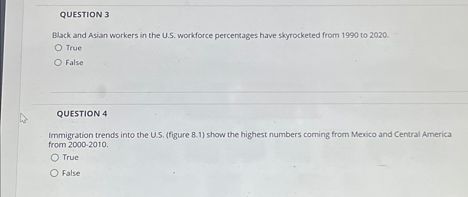  QUESTION 3 Black and Asian workers in the U.S. workforce percentages