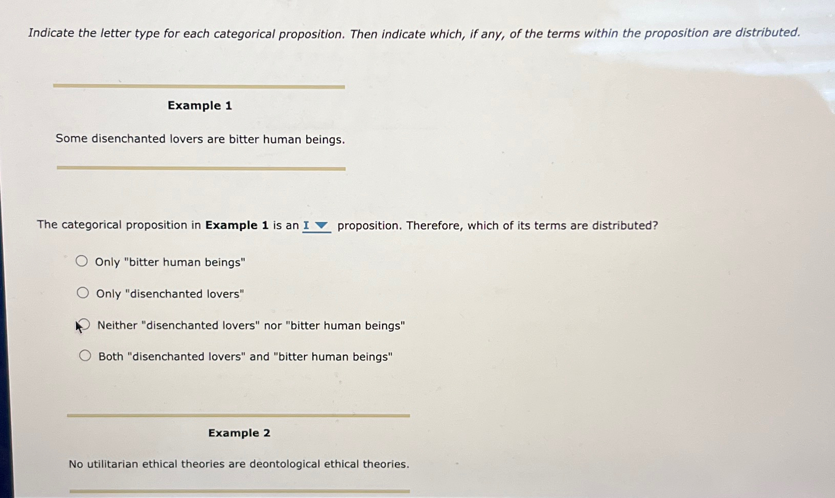  Indicate the letter type for each categorical proposition. Then indicate which,