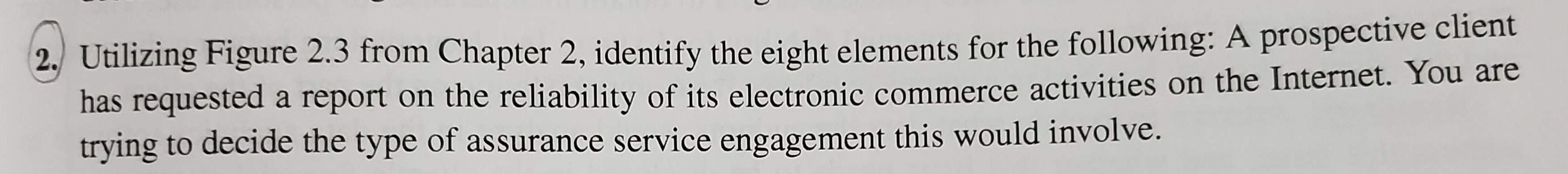 2. Utilizing Figure 2.3 from Chapter 2, identify the eight elements
