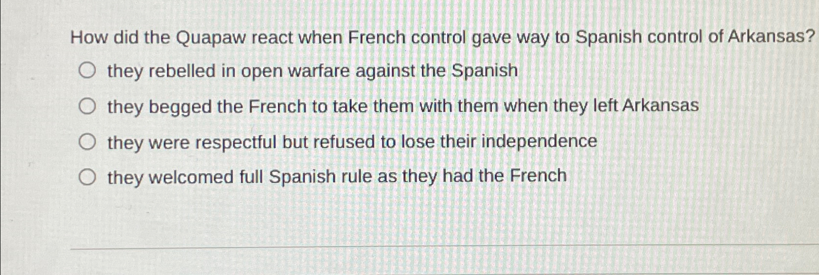  How did the Quapaw react when French control gave way to