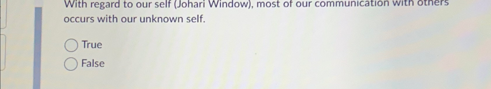 With regard to our self (Johari Window), most of our communication