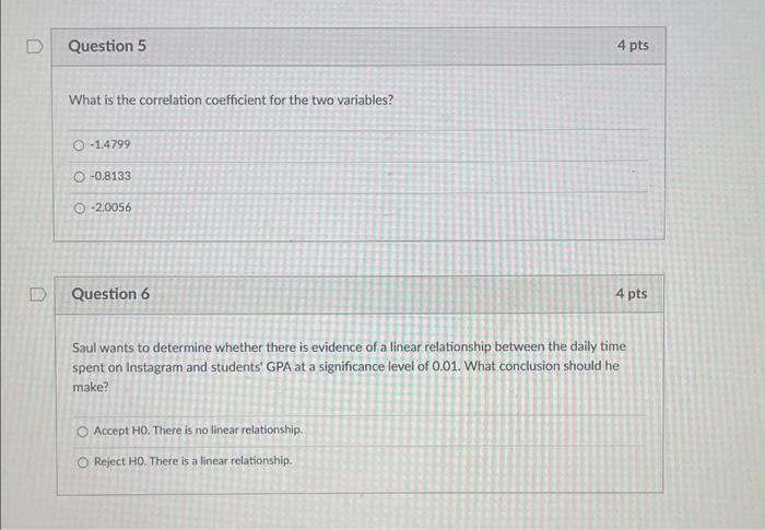 time spent on Instagram (X) and college students' GPA (Y). The computer