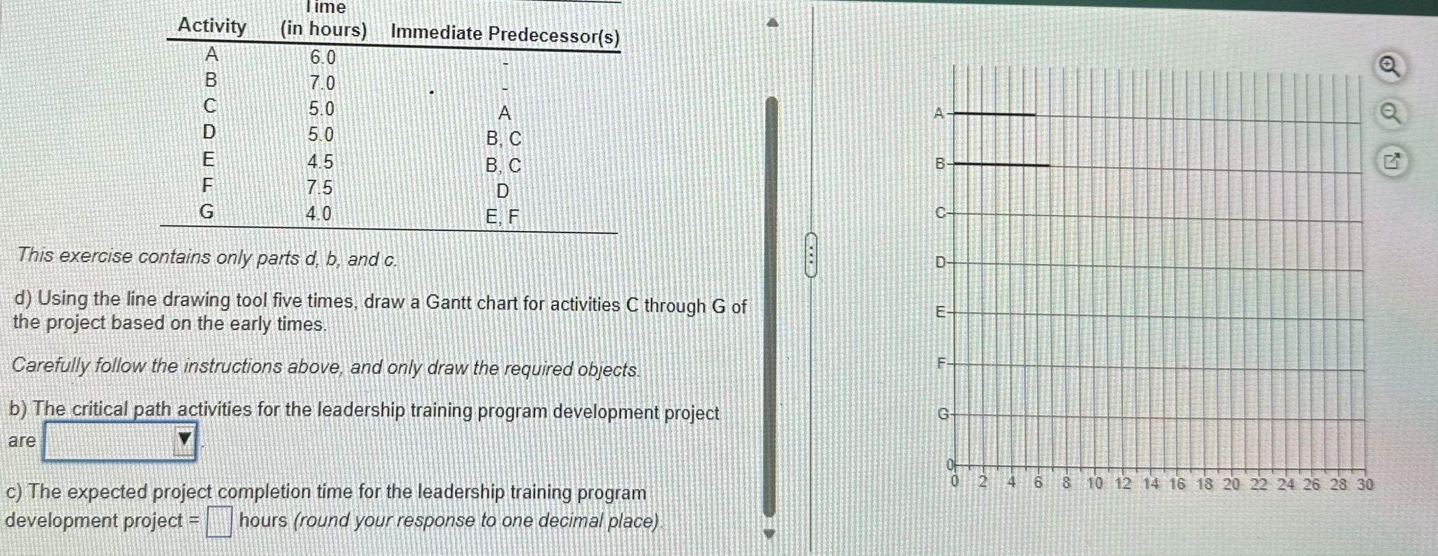  This exercise contains only parts d,b, and c. d) Using the