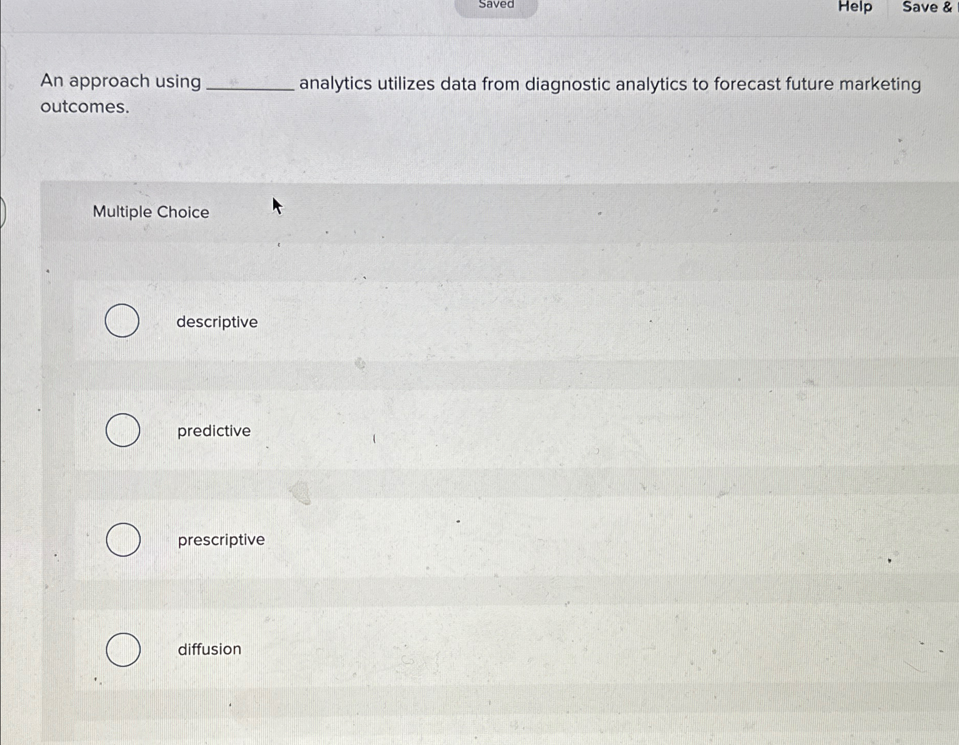  An approach using analytics utilizes data from diagnostic analytics to forecast