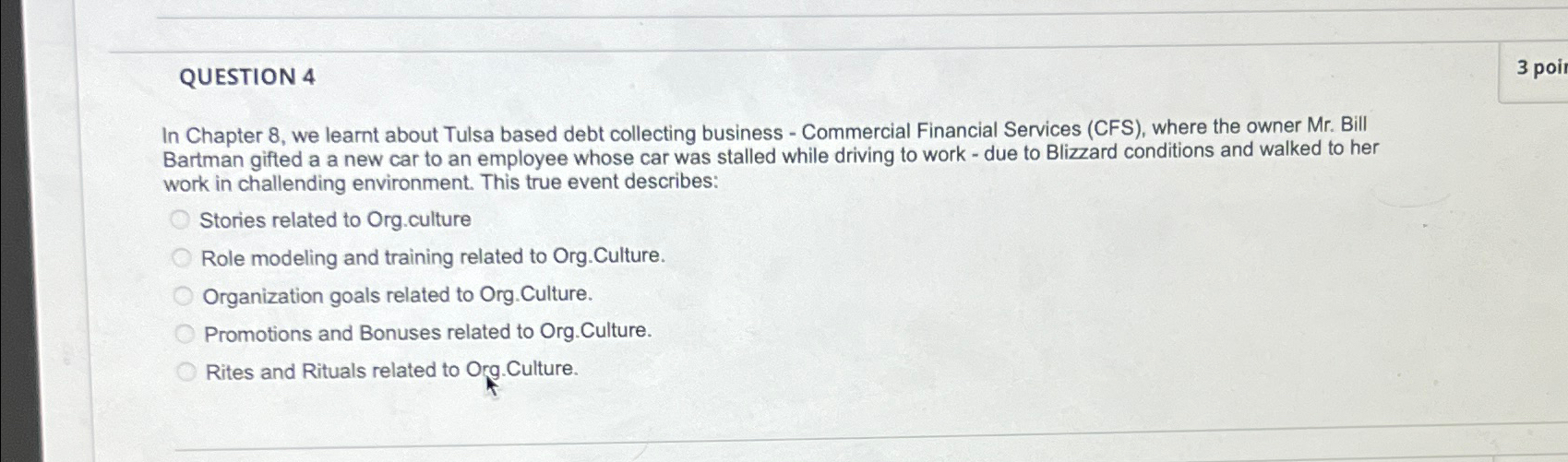  QUESTION 4 3 poir In Chapter 8, we learnt about Tulsa