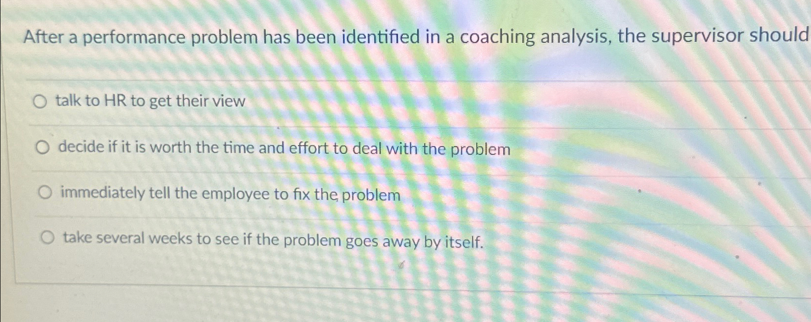  After a performance problem has been identified in a coaching analysis,